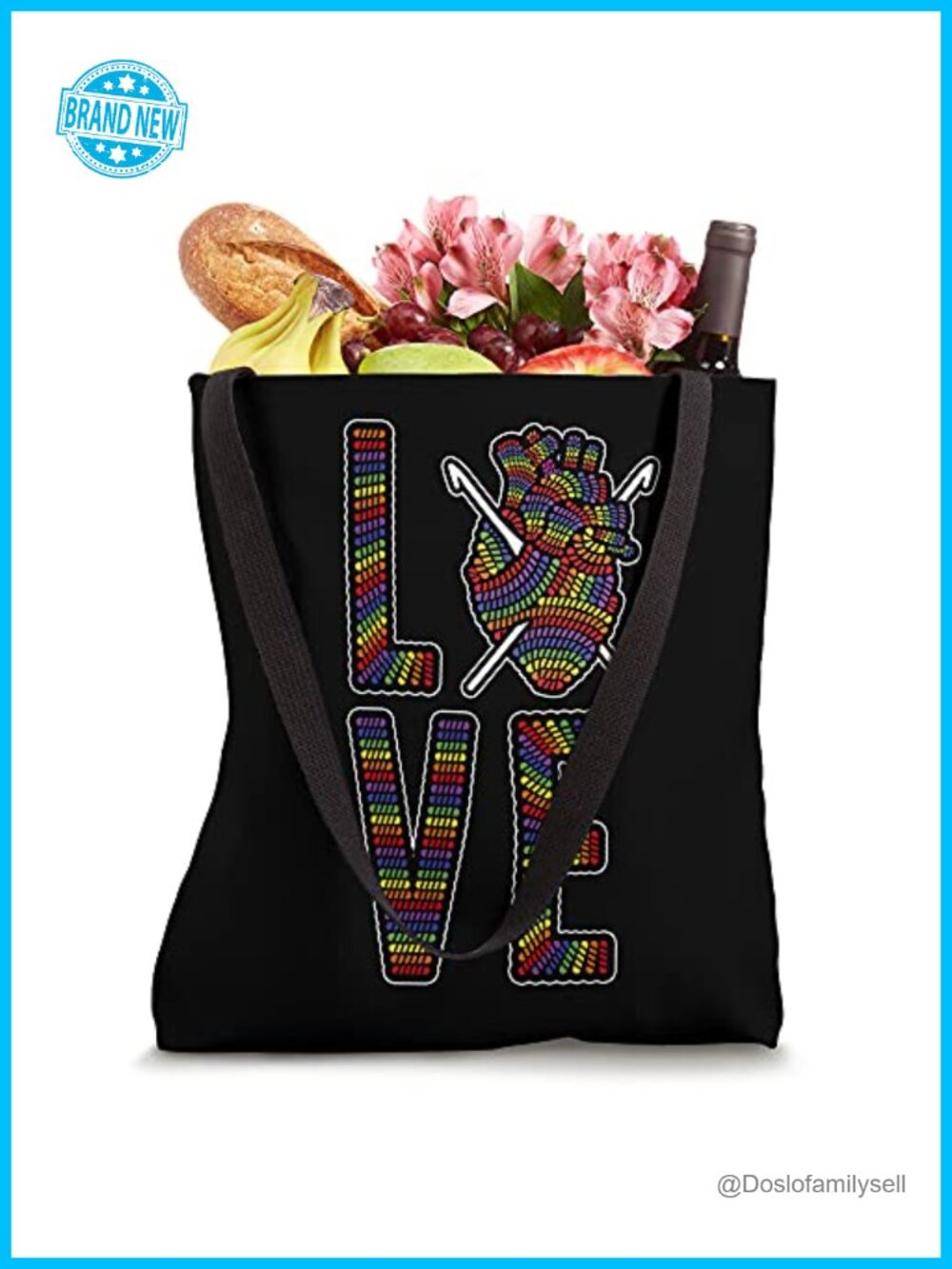 Rainbow Anatomical Heart Crochet Tote Bag - Picture 3 of 3